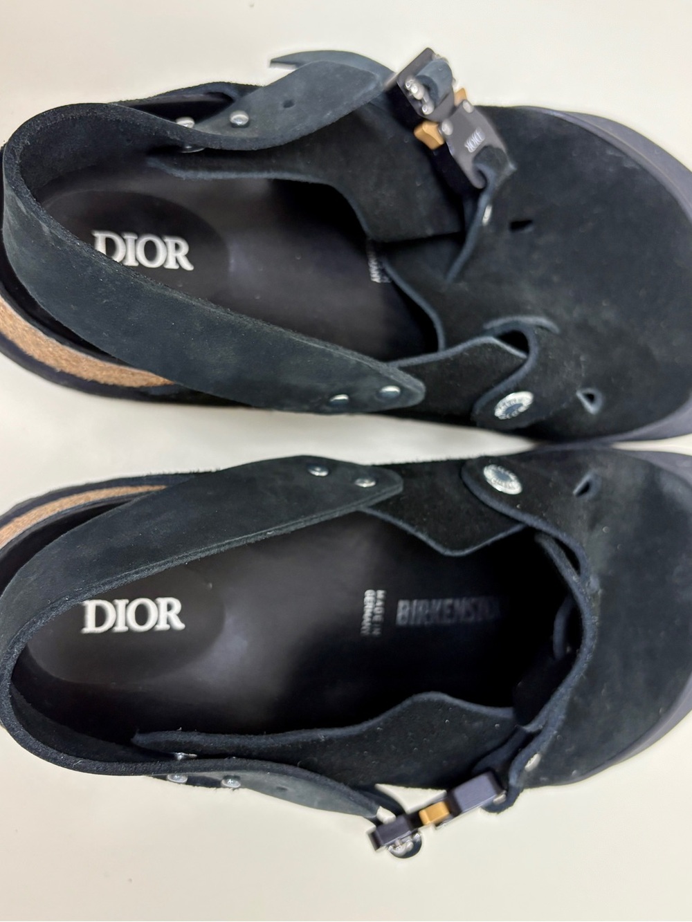 Dior Black Suede Men’s Buckle Slip-On Sandals